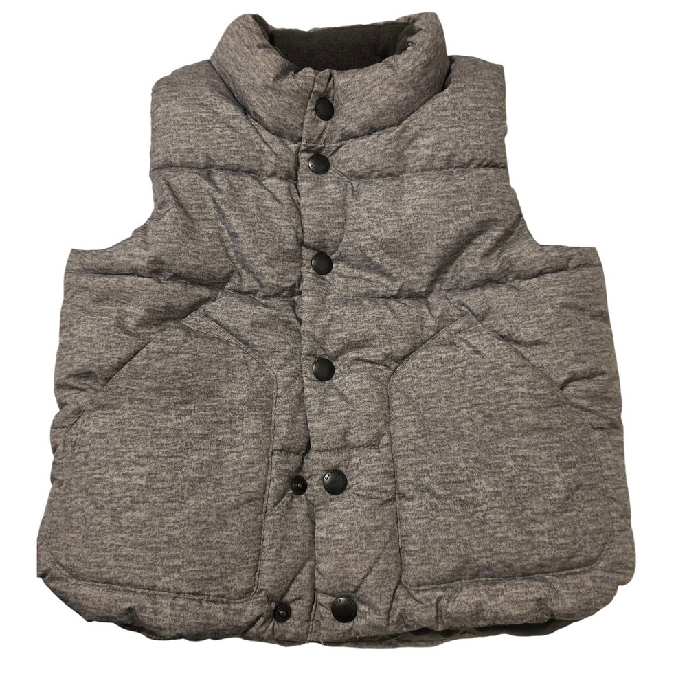 Baby Gap Toddler Gray Heathered Puffer Vest Snap Front Fleece Lined Size 3T